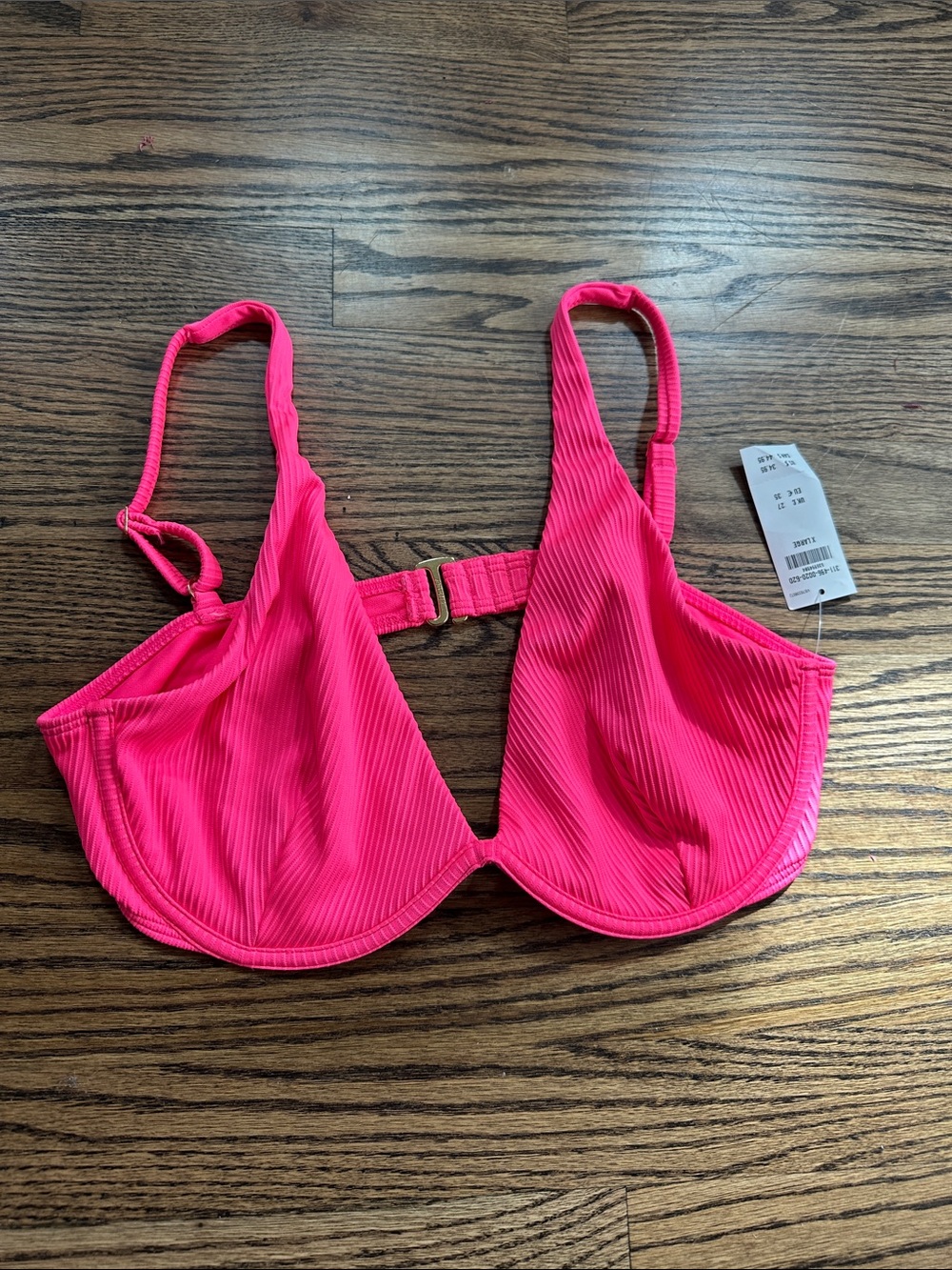 Hollister Neon Pink Ribbed Underwire Bikini Top Curvy XL NWT 36DD / 36C / 38D